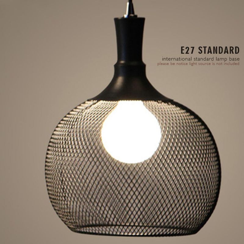 LED Pendant Light E27 Holder Iron Mesh Shade for Canteen Living Room House Hotel Bar Decoration Lodge Modern Industrial Style