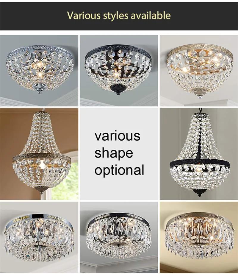 LED Simple Decorative Light European-Style Hotel Lobby Living Room Crystal Ceiling Lamp