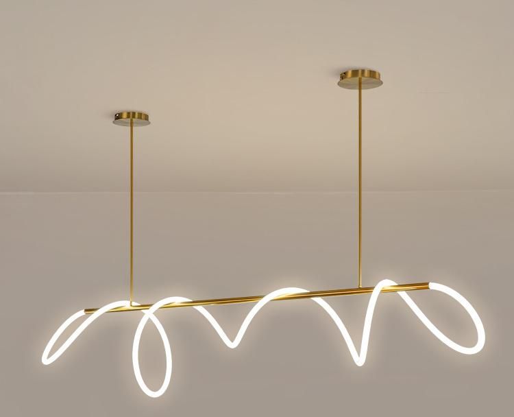 Post-Modern LED Chandelier Creative Personality Line Living Room Dining Room Simple Long-Shaped Musical Note Lamp