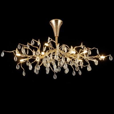 2022 Hot Sale Aluminum Branches Crystal Drops Ceiling Lights Chandelier