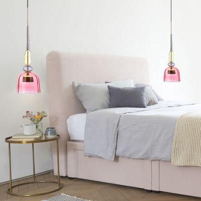 Hot Selling Modern Design Colorful Glass Pink Yellow Shining Brass Decorative Pendant Lamp