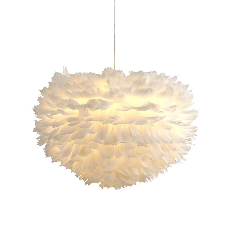 Round Feather Pendant Lamp for Kids Room Children Room Indoor Home Decor (WH-AP-78)