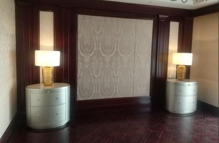 Modern Hotel Lobby Colored Crystal Glazed Glass Table Light with Fabric Shade