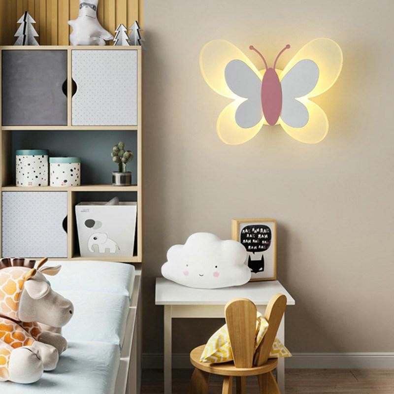 Cartoon Cute Blue Pink Butterfly Wall Lamp Creative Wall Mount LED Light (WH-OR-139)