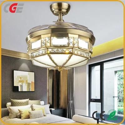 Home Decorative Retractable Blade Remote Control Ceiling Fan with Light