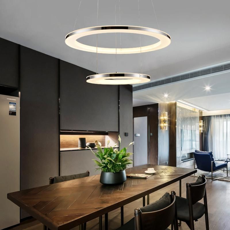 Three Layer Round Circle Ring LED Acrylic Pendant Light