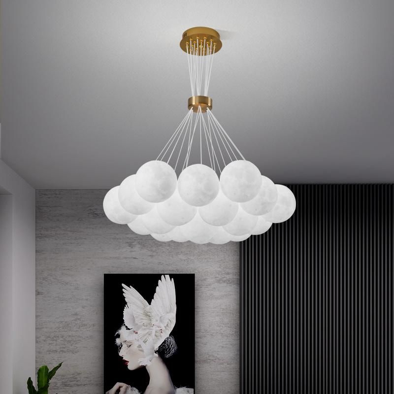 Nordic 3D Printed Moon Lampshade Chandelier Glass LED Hanging Lights (WH-GP-96)