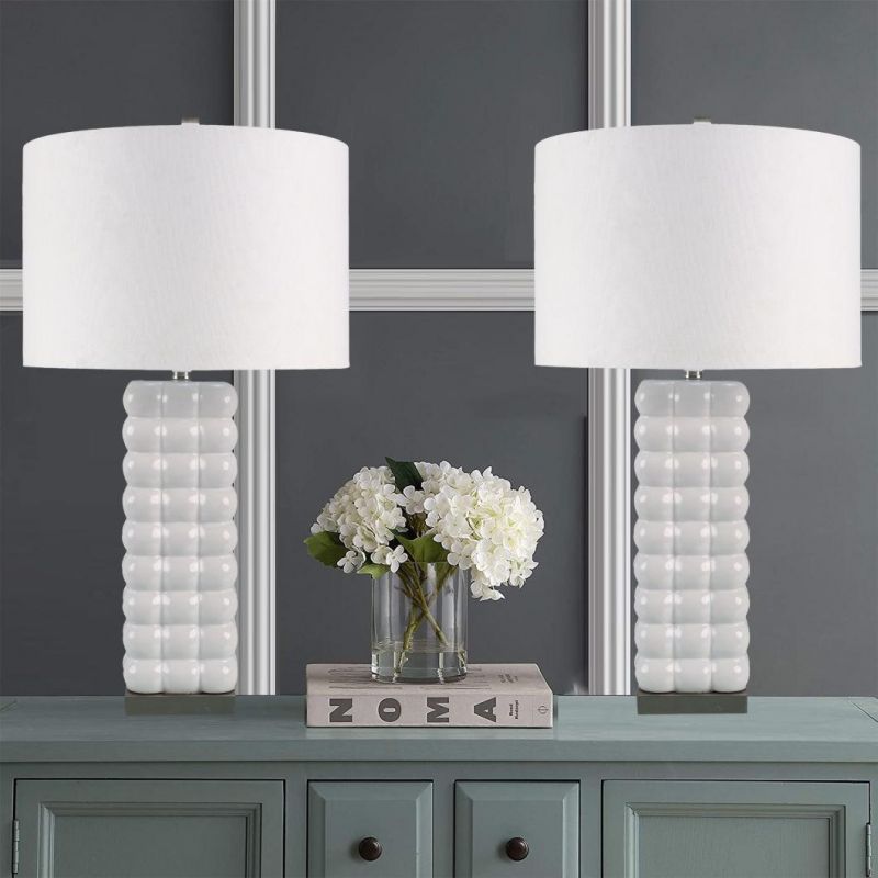 Retro Ceramic Iron Table Lamp Blue White Modern Style Desk Lamp Porcelain Lamp for Furniture