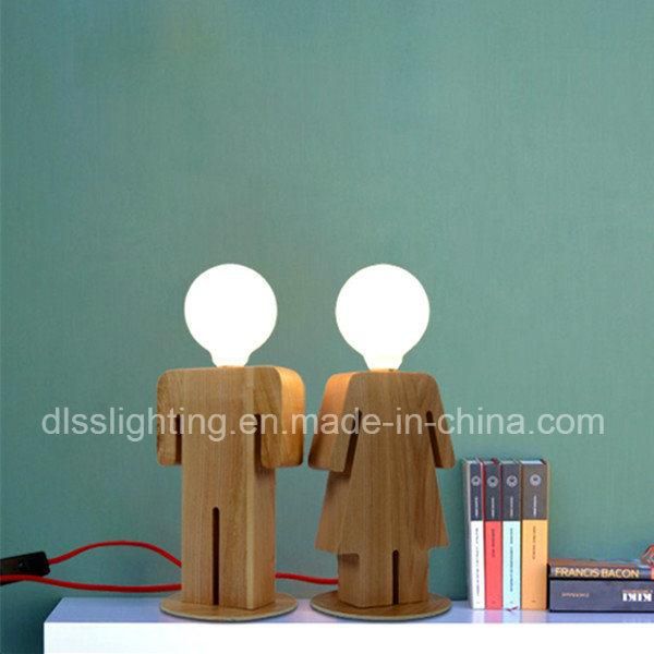 Modern Hotsale Room Table Lighting Wooden Girl Boy Shape Desk Lamp