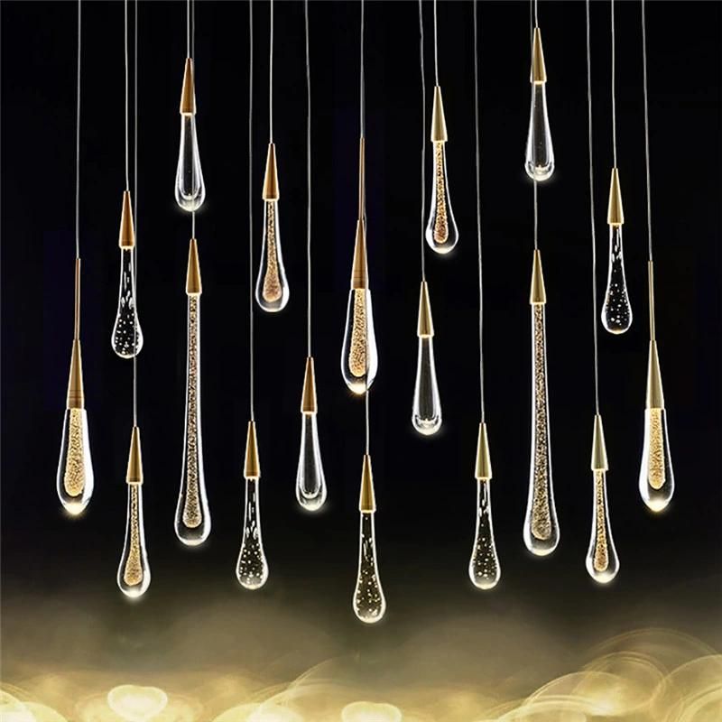 Hotel Project Crystal Glass Rain Drop Pendant Lighting