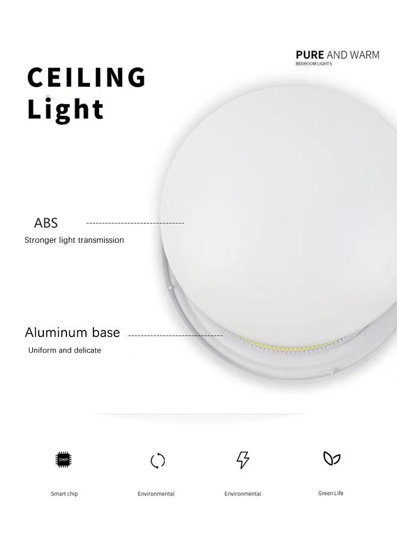 200W Lamp Bulb Ceiling Round Surface Mounted Slim Solar Bar Interior Lighting Downlight LED Panel Light for Bedroom, Washing Room