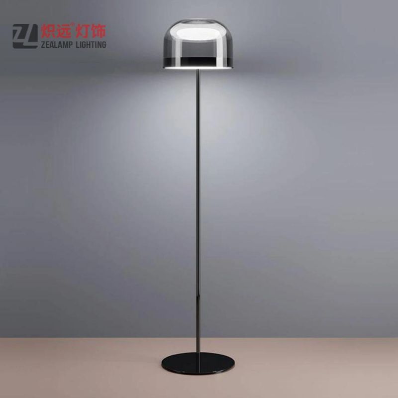 Smoky Glass Shade Standing Light Modern Floor Lamps for Cafe Shop
