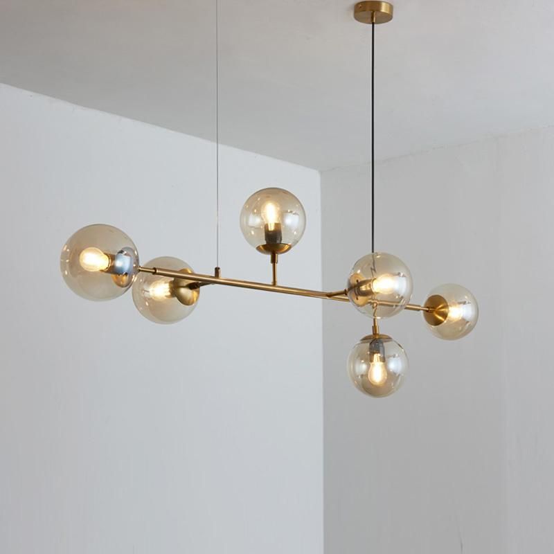 Modern Glass Ball Pendant Lights for Living Room Art Restaurant Black Home Orb Hanging Lamp (WH-AP-285)
