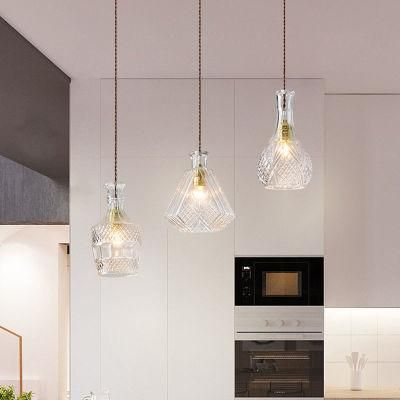 Creative Retro Pendant Light for Bar Living Room Bedroom Freya Classic Elegant Carved Glass Pendant Light (WH-AP-321)