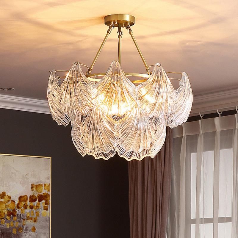 LED All-Copper Light Luxury Crystal Wall Lamp Living Room Background Wall Lamp Bedroom Bedside Lamp Shell Lamp