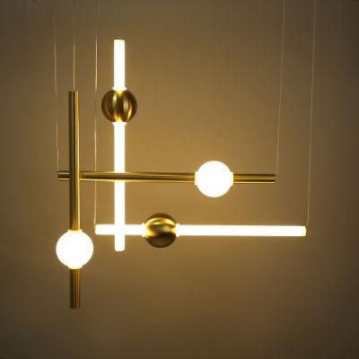 Horizontal and Vertical Metal Luminous Ball Line Chandelier