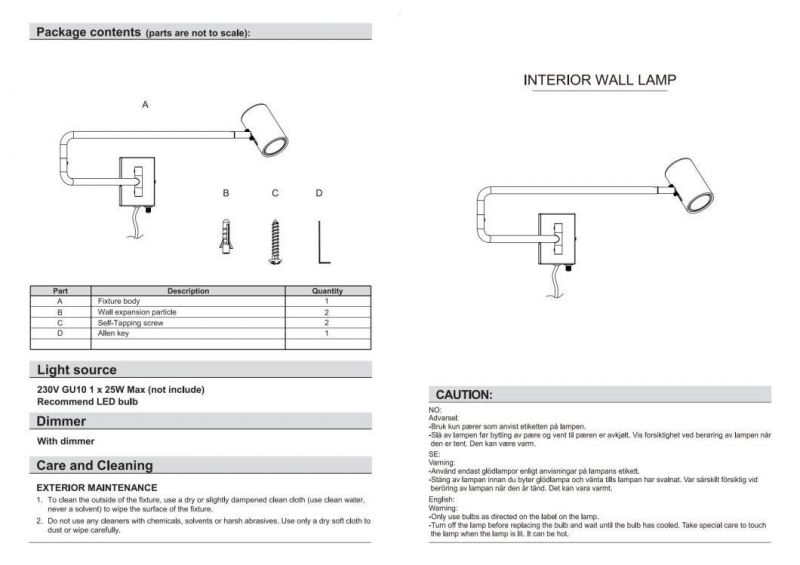 Nordic Simple Modren Design Craft LED New Decoration Wall Lamp Art Black Wall Light with Swing Arm