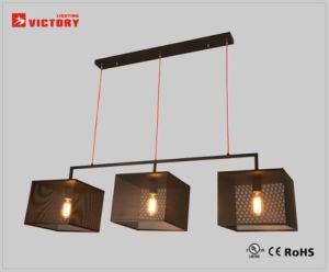 Modern Style Square Black Metal Shade Decorative Pendant Hanging Lamp