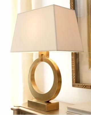 Golden Luxury Reading LED Marble Table Lamp with Fabric Lampshade for Villa Zf-Cl-020
