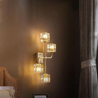 Postmodern Crystal Wall Lamp Copper Simple Warm Bedside Lamp Living Room Wall Light
