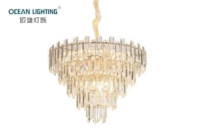 Golden Indoor Lighting Circular Multilayer Metal E14X24 Crystal Chandelier Luxury