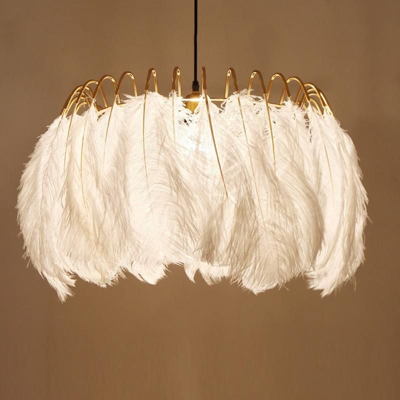 Modern White Feather Pendant Lights for Kitchen Bedroom Lighting (WH-AP-77)