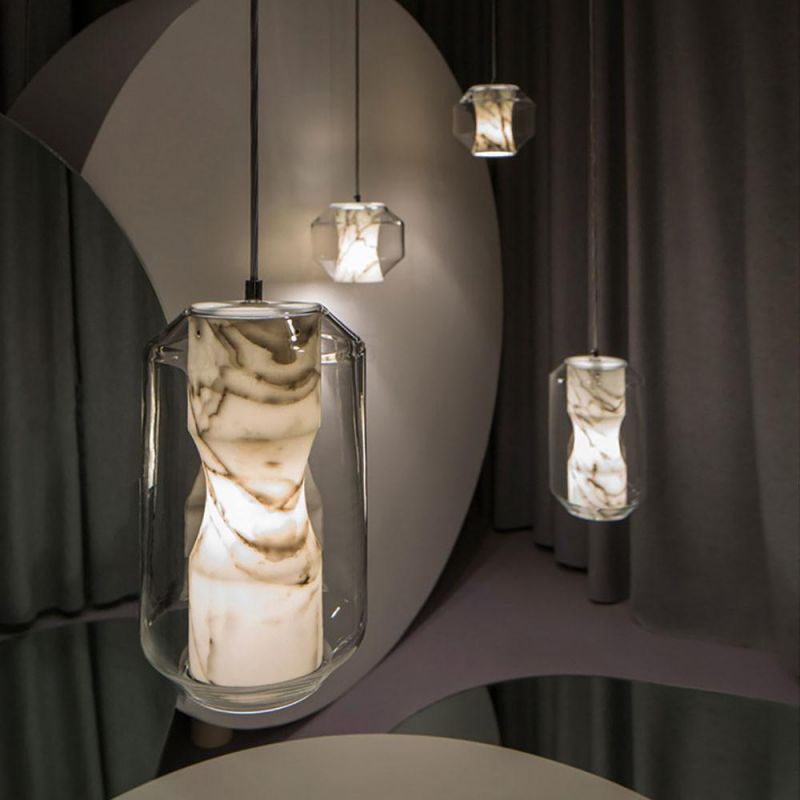 Nordic Modern Marble Pendant Lights Hall Restaurant Hotel Glass Pendant Lamp (WH-AP-204)