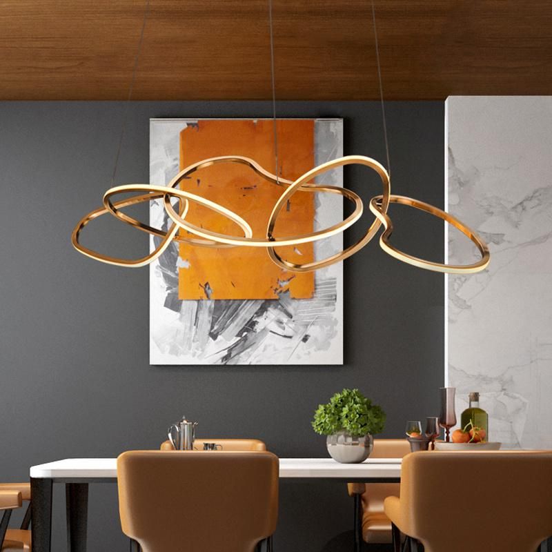 2022 Restaurant Light Luxury Creative Bar Counter Personalized Stainless Steel LED Pendant Lamp Chandeliers