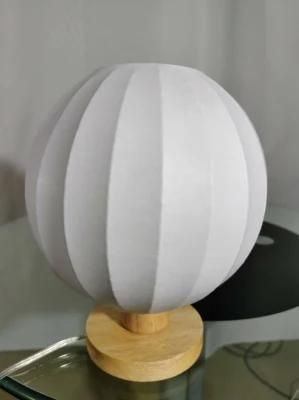 Modern Style Family Room Decoration Round Base with Faux Silk Fabric Shade Table Light