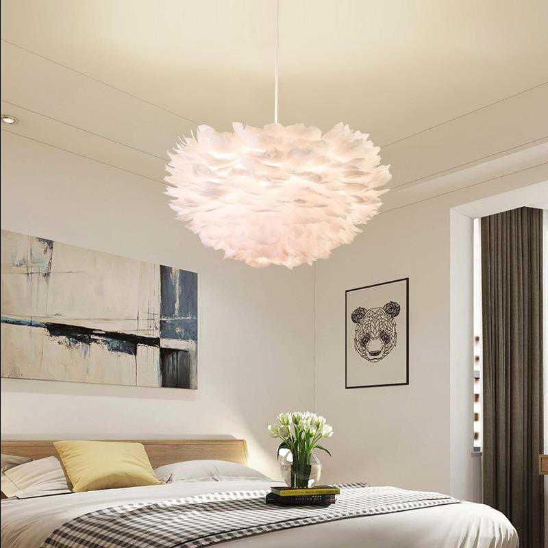 Round Feather Pendant Lamp for Kids Room Children Room Indoor Home Decor (WH-AP-78)