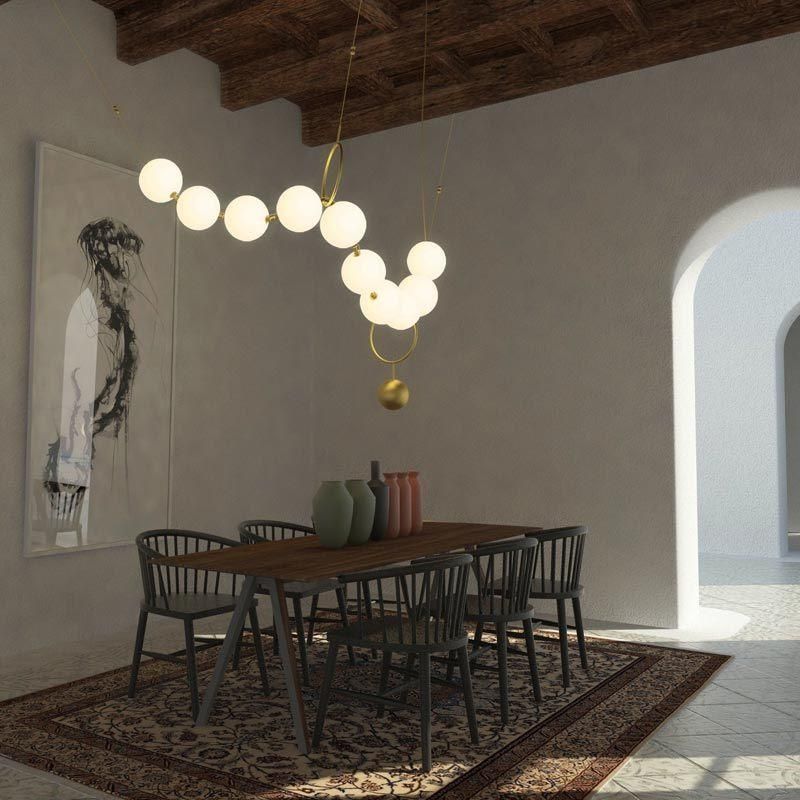 Long Pendant Light LED Nordic Glass Light Design Dining Room Kitchen Home Interior Necklace Pendant Light (WH-AP-210)