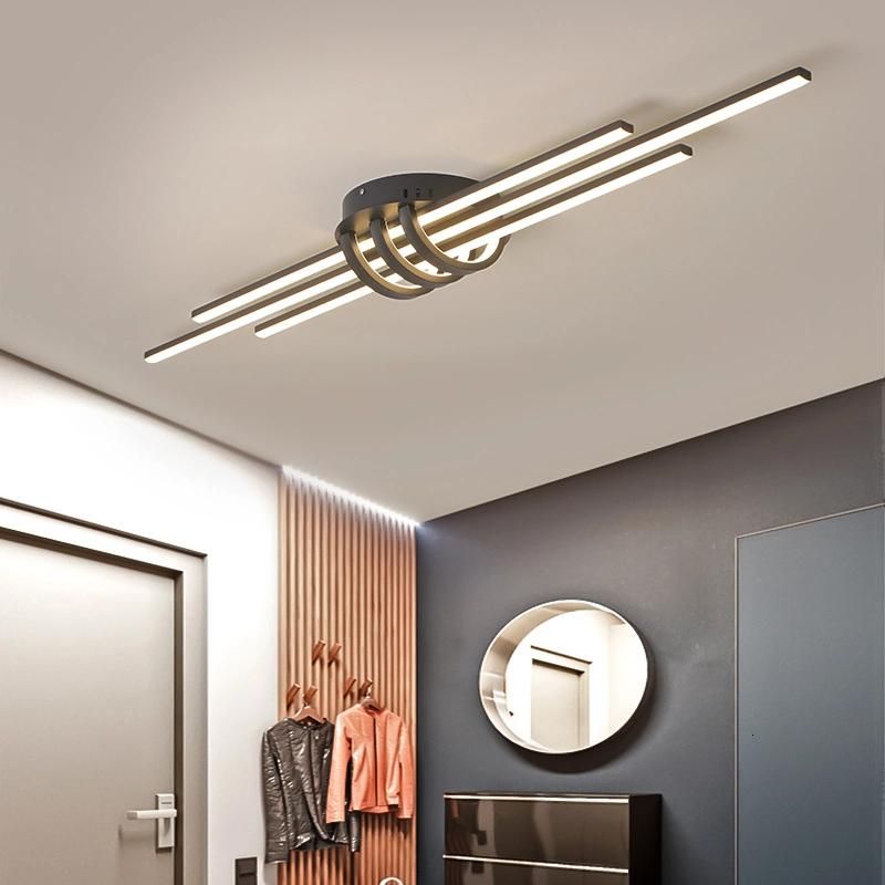 Modern LED Ceiling Lights for Bedroom Corridor Foyer Living Room Black Long Chandelier (WH-MA-195)