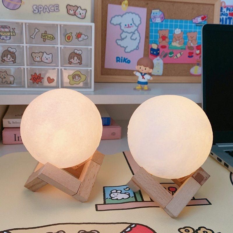 Wholesale Moonlight Touch Switch Decoration 3D Print Portable LED Moon Shape Night Light