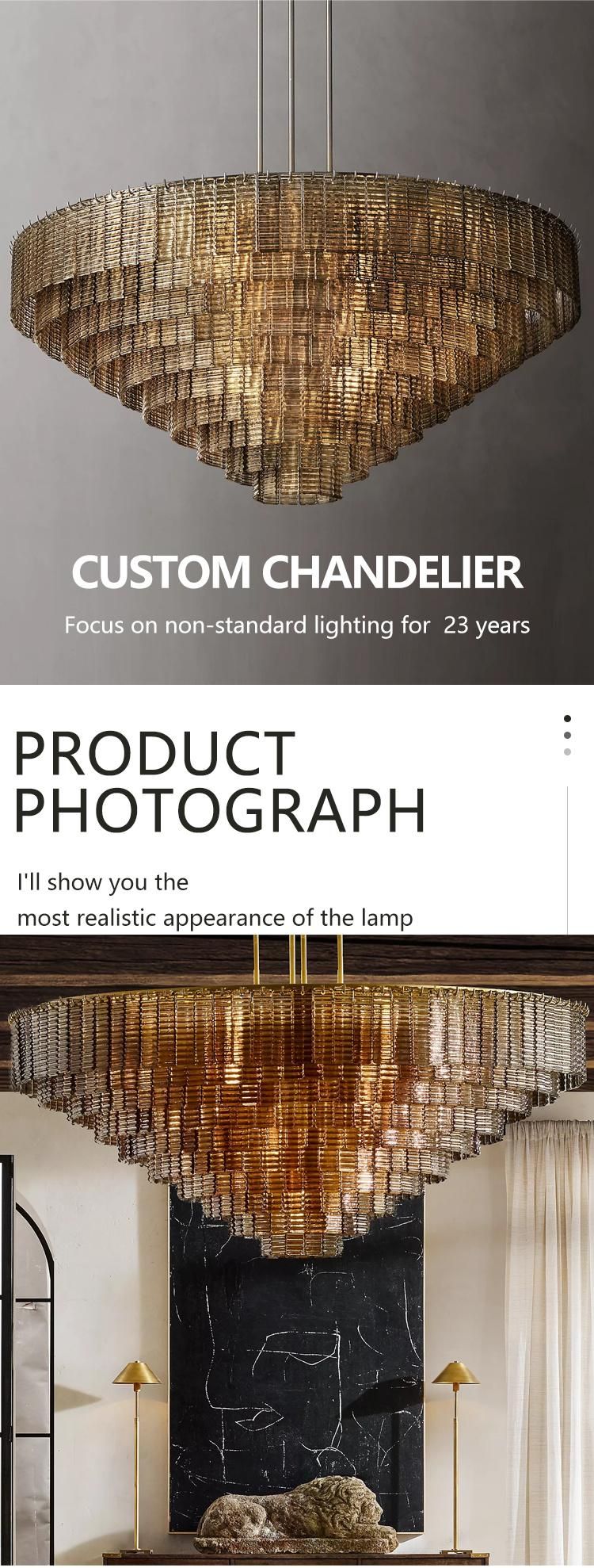 Modern Large Luxury Glass Custom Villa Dining Room Chandelier