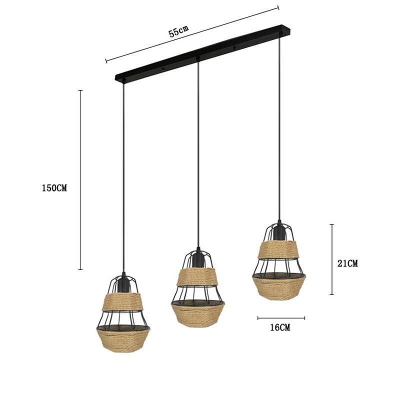 European Retro Wrought Iron Industrial Style Restaurant Hemp Rope Chandelier