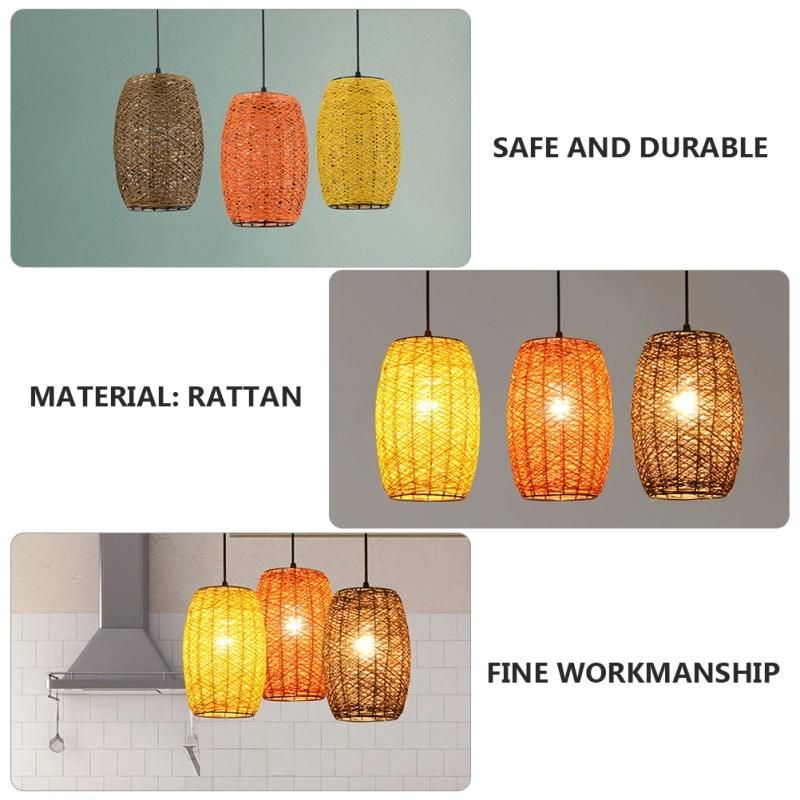 Natural Weaving Hanging Light Rustic Rattan Woven Ceiling Lamp