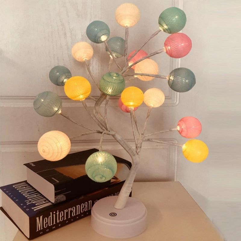 Cotton Ball Round Bulb Creative Tree Lamp