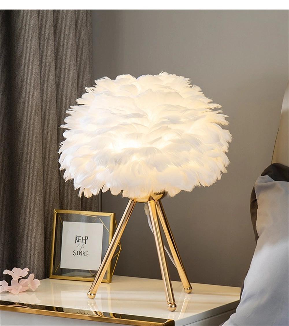 Feather Lamp for Living Room Bedroom Table Lamp Modern Decoration Bedside Lamp Room Light Goose Feather Lamp Feather Table Lamp
