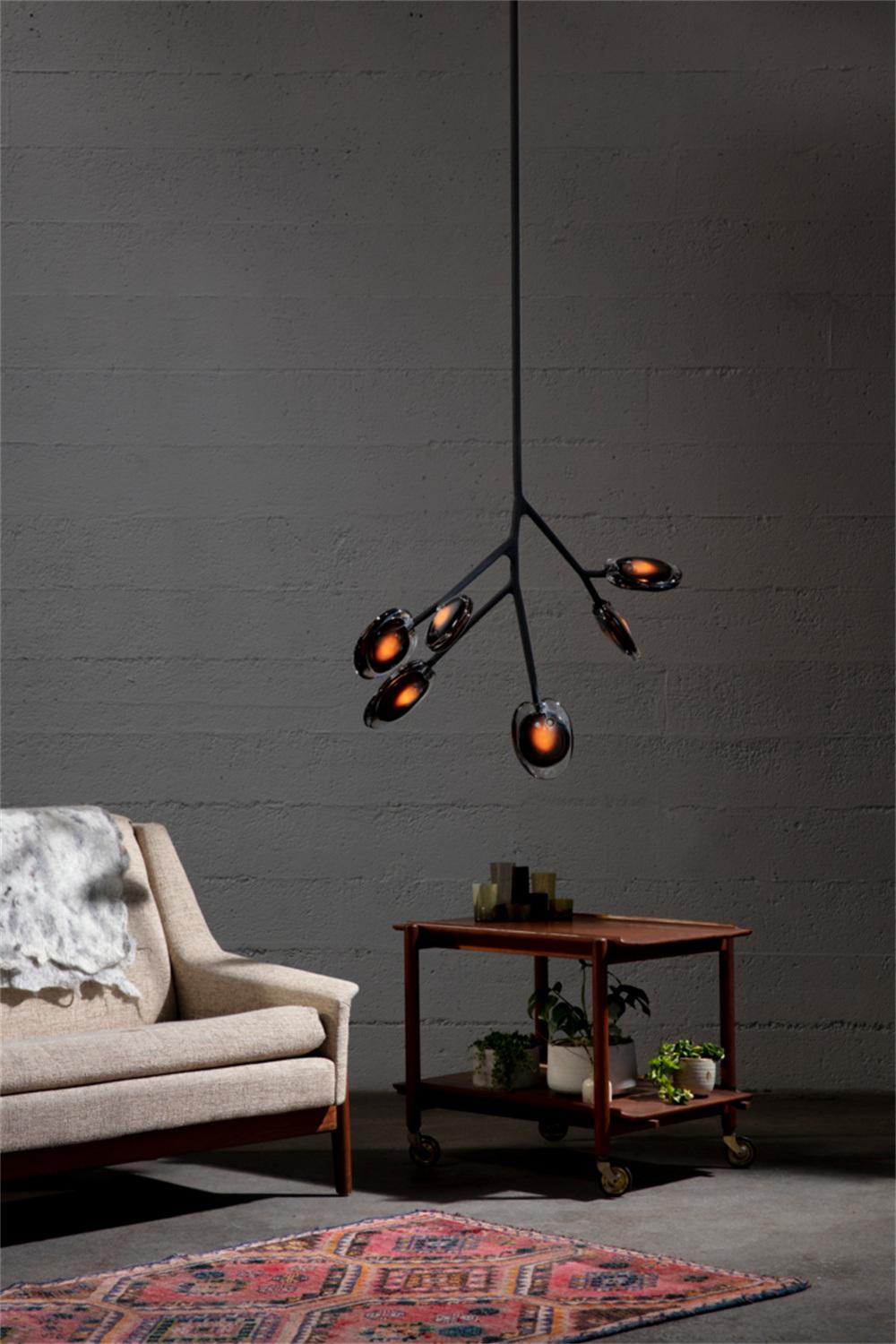 Home Living Room Modern Amber Black Cherry Branch Shape Pendant Light
