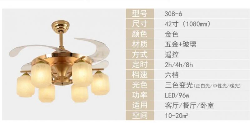 Modern Decoration LED Pendant Light Fan Ceiling Lamp for Livingroom Bedroom