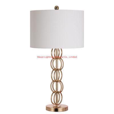 Hotal Table Lamp Metal in Gold with Fabric Shade E27/ 60W X 1