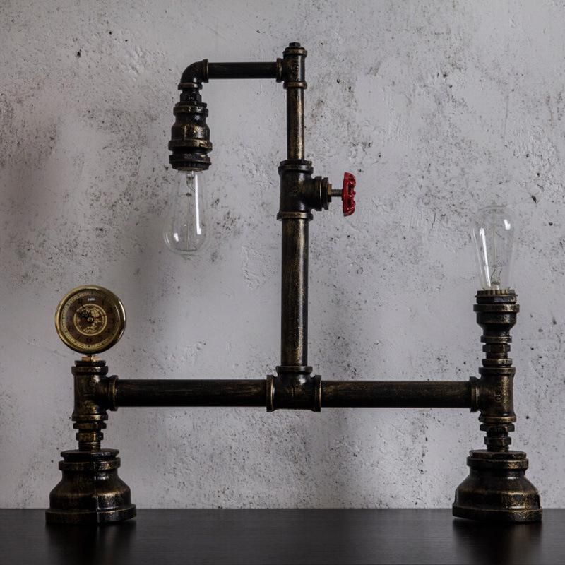 Industrial Vintage Light Black Silver Copper Rustic Industrial Bedside Table Lamp (WH-VTB-31)
