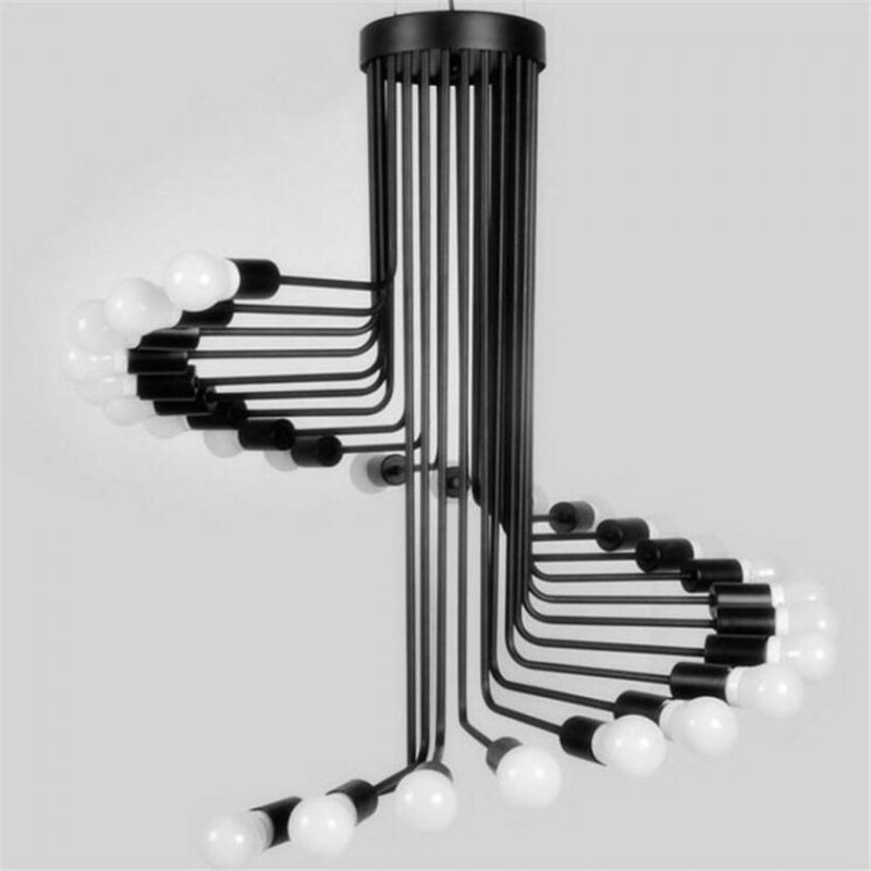 Black Staircase Pendant Lamp Multiple Retro Lustre LED Loft Pendant Lamp Home E27 Spider Lamp (WH-VP-98)