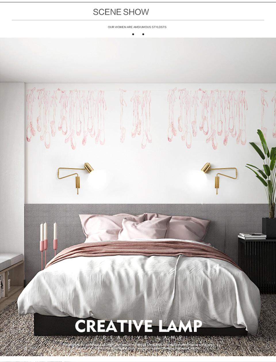 Adjustable Long-Arm Retractable Wall Lamp Creative with Switch Reading Bedside Retractable Light (WH-OR-49)