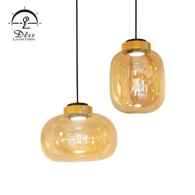 Guzhen Lighting Gourd Glass LED Metal Holder Dining Pendant Lighting