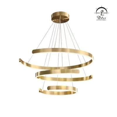 Modern Brass LED Round Pendant Lamp Chandelier