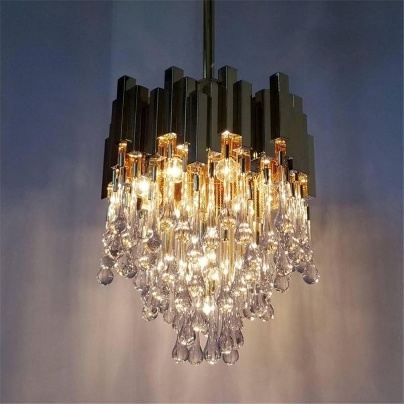 Light Luxury Entrance Crystal Glass Golden Small Bedroom Balcony Luxury Water Drop Chandelier