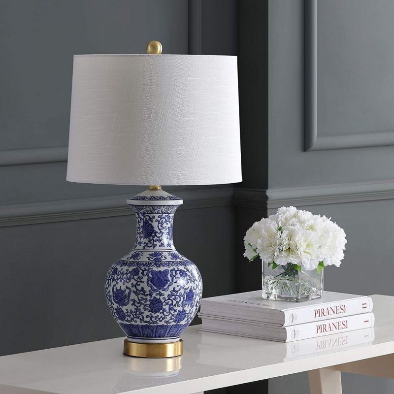 Ceramic/Metal LED Lamp Traditional, Transitional, Cottage for Bedroom, Living Room, Office, College Dorm, Coffee Table, Bookcase, Blue/White