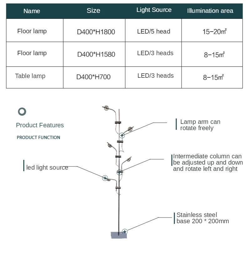 Nordic Floor Light Luxury Lighting Fixture Creative LED Projection Bedroom Living Room Art Table Floor Lamp (WH-MFL-15)