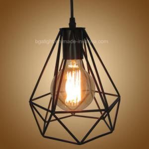 Black Color Retro E27/ E26 Iron Metal Diamond Cage Hanging Pendant Lights